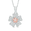 0.30 CT. T.W. Diamond Double Flower Pendant in Sterling Silver and 10K Rose Gold