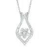 Thumbnail Image 0 of Diamond Accent Ribbon Flower Swirl Pendant in Sterling Silver