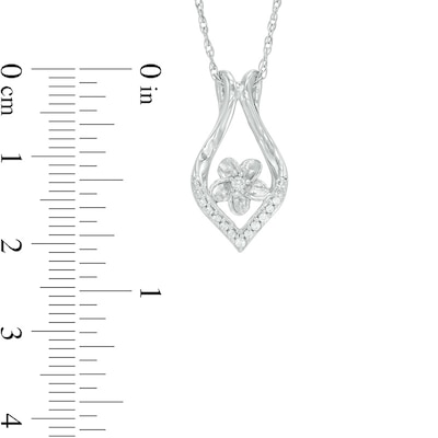 Diamond Accent Ribbon Flower Swirl Pendant in Sterling Silver