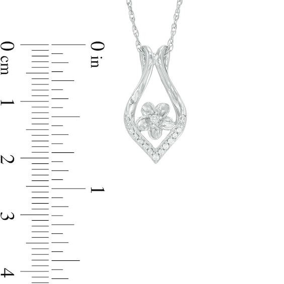 Diamond Accent Ribbon Flower Swirl Pendant in Sterling Silver