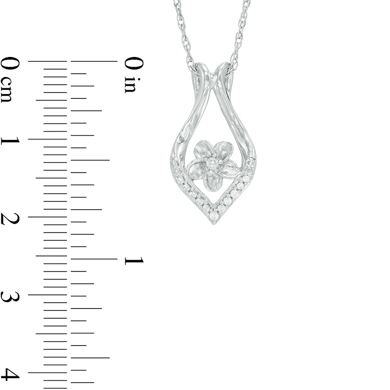 Diamond Accent Ribbon Flower Swirl Pendant in Sterling Silver|Peoples Jewellers