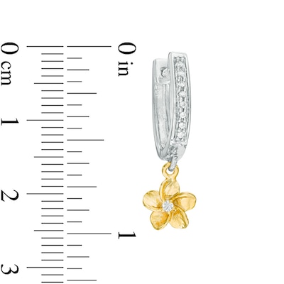 0.15 CT. T.W. Diamond Flower Hoop Earrings in Sterling Silver and 10K Gold