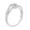 Thumbnail Image 1 of 0.15 CT. T.W. Diamond Flower Swirling Bypass Ring in Sterling Silver