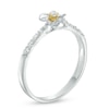 Thumbnail Image 1 of 0.11 CT. T.W. Diamond Flower Ring in Sterling Silver and 10K Gold
