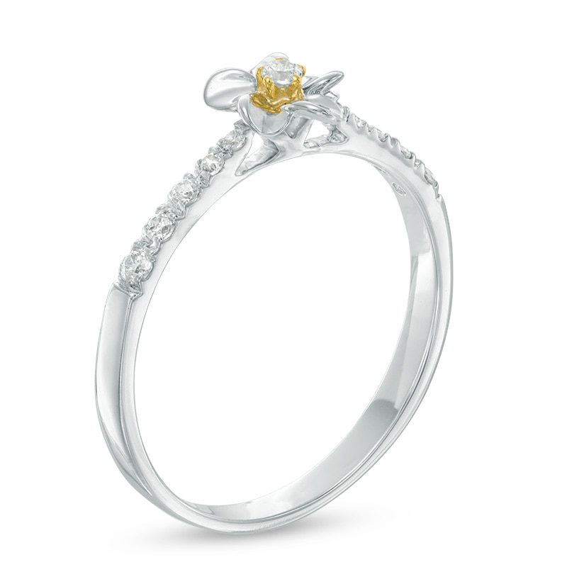 0.11 CT. T.W. Diamond Flower Ring in Sterling Silver and 10K Gold