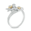 Thumbnail Image 1 of Diamond Accent Flower Bypass Ring in Sterling Silver and 10K Gold