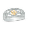 Thumbnail Image 0 of 0.23 CT. T.W. Diamond Open Weave Flower Ring in Sterling Silver and 10K Gold