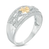Thumbnail Image 1 of 0.23 CT. T.W. Diamond Open Weave Flower Ring in Sterling Silver and 10K Gold
