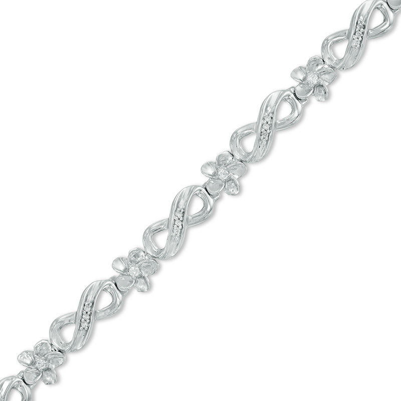 CT. T.W. Diamond Infinity Link Flower Bracelet in Sterling Silver