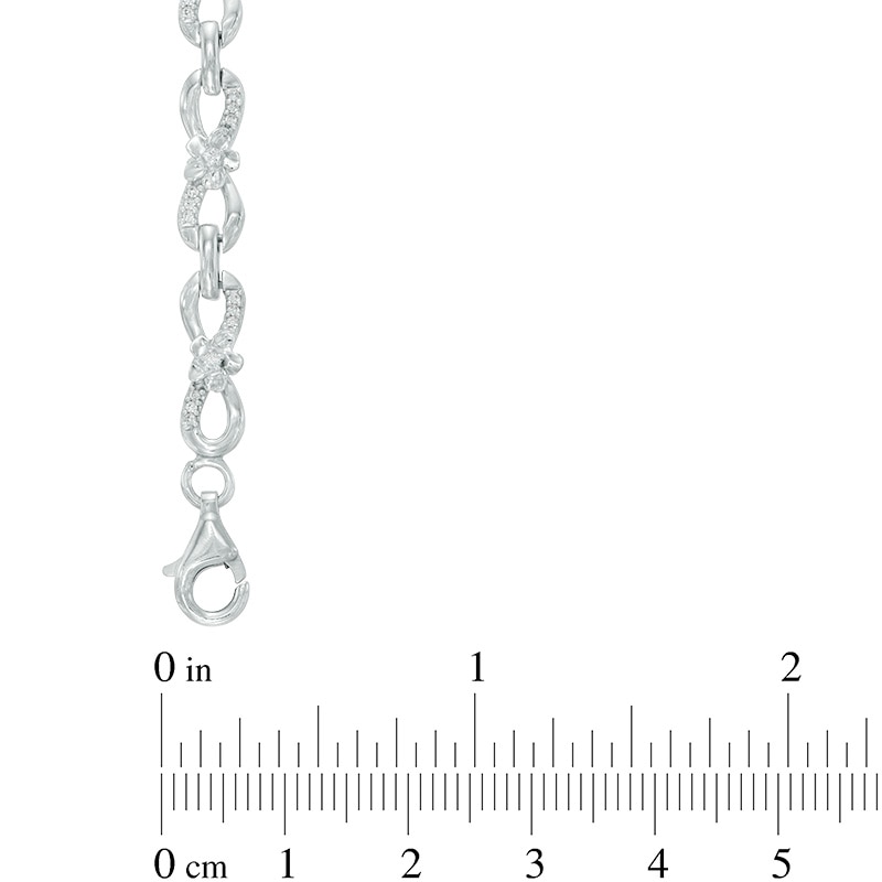 Main Image 2 of 0.30 CT. T.W. Diamond Infinity Link Flower Bracelet in Sterling Silver - 7.5&quot;