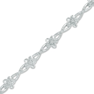 0.30 CT. T.W. Diamond Flower Fashion Link Bracelet in 10K White Gold