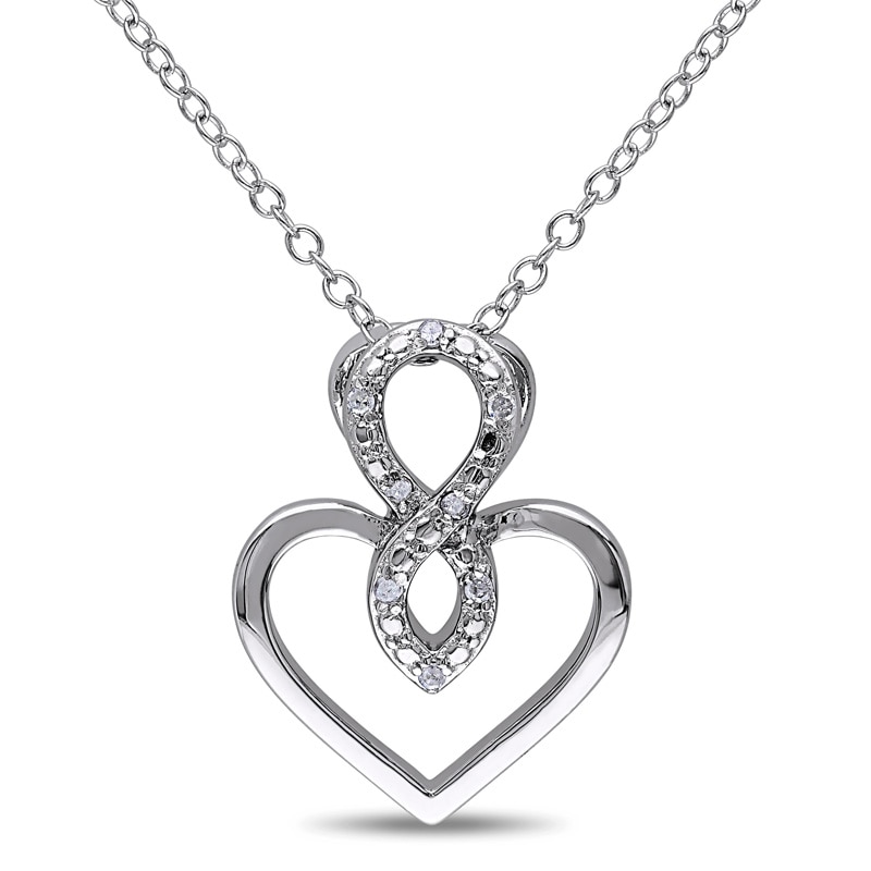Diamond Accent Infinity Heart Pendant in Sterling Silver|Peoples Jewellers