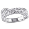 Thumbnail Image 0 of 0.25 CT. T.W. Diamond Triple-Row Crossover Ring in Sterling Silver