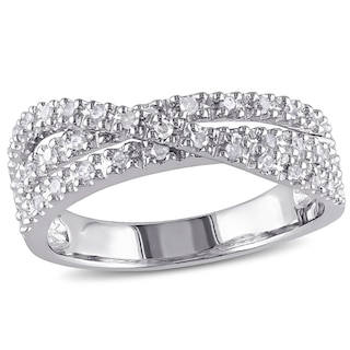 0.25 CT. T.W. Diamond Triple-Row Crossover Ring in Sterling Silver