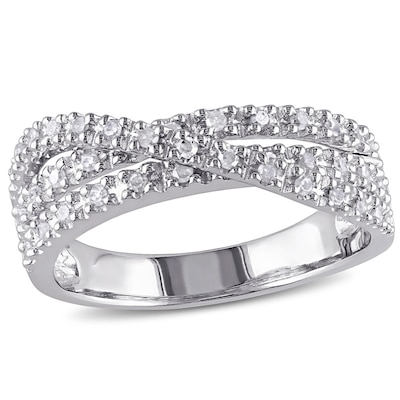 0.25 CT. T.W. Diamond Triple-Row Crossover Ring in Sterling Silver