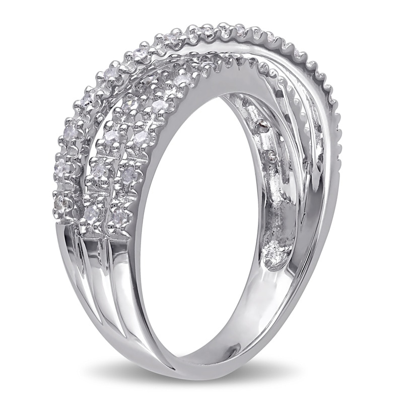 0.25 CT. T.W. Diamond Triple-Row Crossover Ring in Sterling Silver|Peoples Jewellers