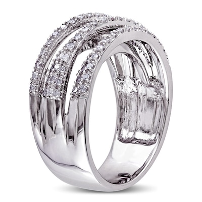 0.48 CT. T.W. Diamond Multi-Row Crossover Ring in Sterling Silver