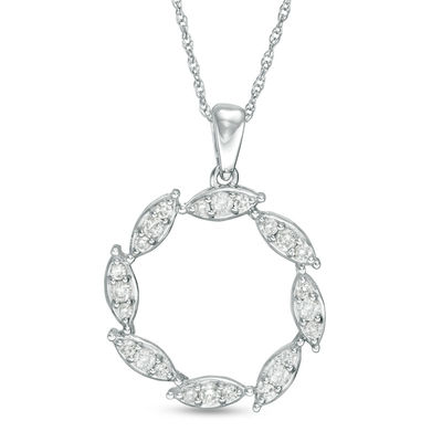 0.33 CT. T.W. Diamond Marquise Circle Pendant in 10K White Gold