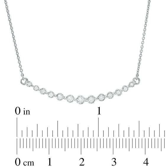 0.25 CT. T.W. Diamond Curved Bar Necklace in 10K White Gold - 16.5"