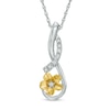 Diamond Accent Infinity Flower Drop Pendant in Sterling Silver and 10K Gold