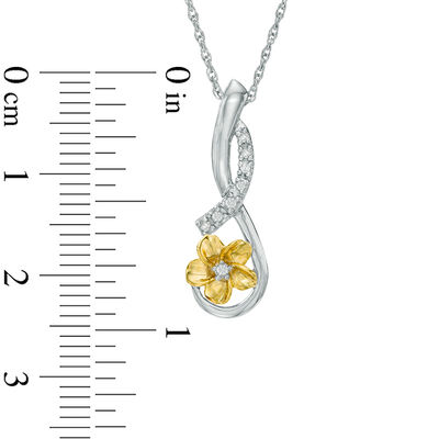 Diamond Accent Infinity Flower Drop Pendant in Sterling Silver and 10K Gold