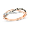 Thumbnail Image 0 of 0.15 CT. T.W. Champagne and White Diamond Crossover Ring in 10K Rose Gold