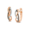 Thumbnail Image 0 of 0.20 CT. T.W. Champagne and White Diamond Infinity Hoop Earrings in 10K Rose Gold