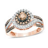 1.01 CT. T.W. Champagne and White Diamond Bypass Frame Ring in 10K Rose Gold