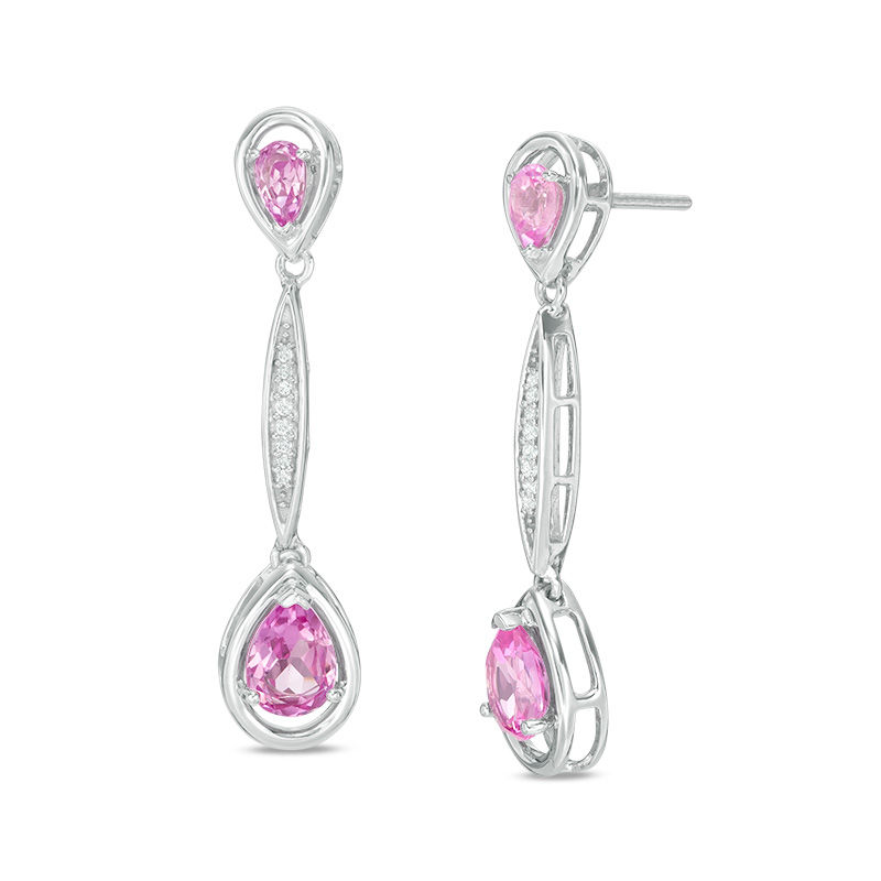 Lab created clearance pink sapphire earrings