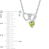 5.0mm Heart-Shaped Peridot and Diamond Accent Double Heart Lariat Necklace in Sterling Silver - 17.5"