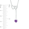 5.0mm Heart-Shaped Amethyst and Diamond Accent Double Heart Lariat Necklace in Sterling Silver - 17.5"