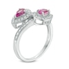 Pear-Shaped Lab-Created Pink and White Sapphire Bypass Ring in Sterling Silver