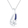 Lab-Created Blue Sapphire and Diamond Accent Flower Pendant in Sterling Silver