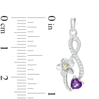 Heart-Shaped Amethyst and 0.09 CT. T.W. Diamond Infinity Flower Drop Earrings in Sterling Silver and 10K Gold