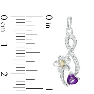 Heart-Shaped Amethyst and 0.09 CT. T.W. Diamond Infinity Flower Drop Earrings in Sterling Silver and 10K Gold