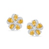 Thumbnail Image 1 of Pear-Shaped Citrine and 0.09 CT. T.W. Diamond Pinwheel Flower Stud Earrings in Sterling Silver