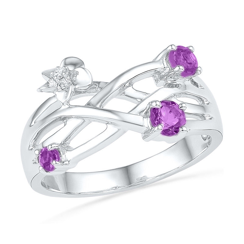 Purple diamond hot sale flower ring