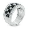 Black Spinel and Lab-Created White Sapphire Multi-Row Band in 10K White Gold