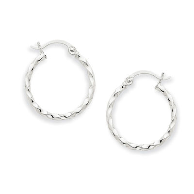 15.0mm Twisted Hoop Earrings in 14K White Gold