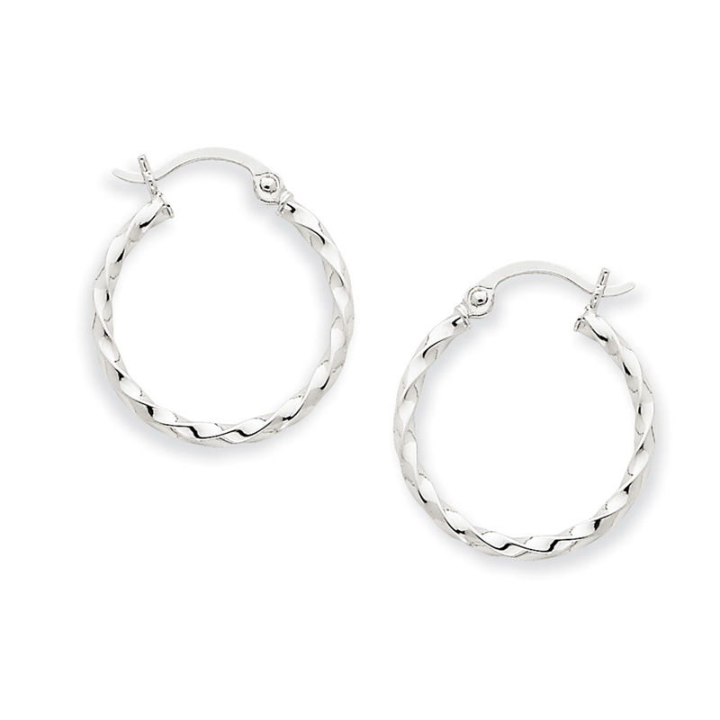 2.0 x 15.0mm Twisted Hoop Earrings in 14K White Gold|Peoples Jewellers