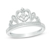 Thumbnail Image 0 of 0.15 CT. T.W. Diamond Heart Tiara Ring in Sterling Silver