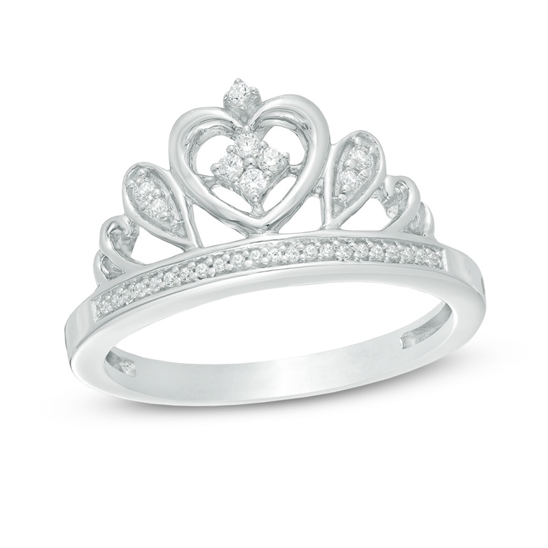 0.15 CT. T.W. Diamond Heart Tiara Ring in Sterling Silver