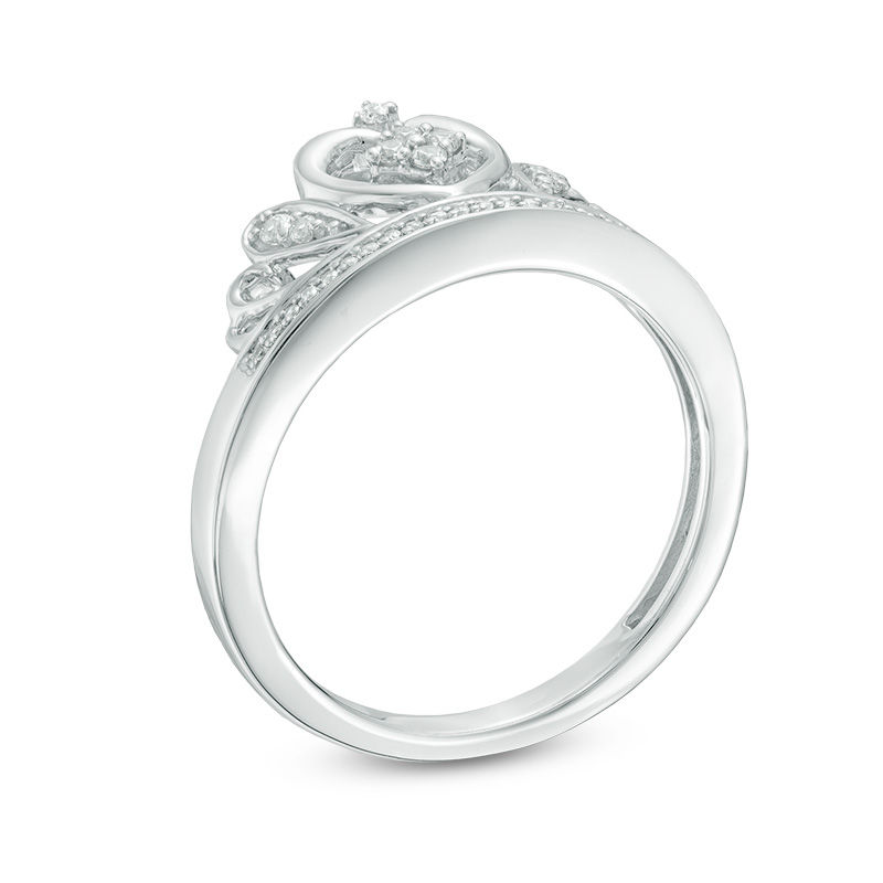 0.15 CT. T.W. Diamond Heart Tiara Ring in Sterling Silver