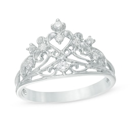 0.12 CT. T.W. Diamond Crown Ring in Sterling Silver