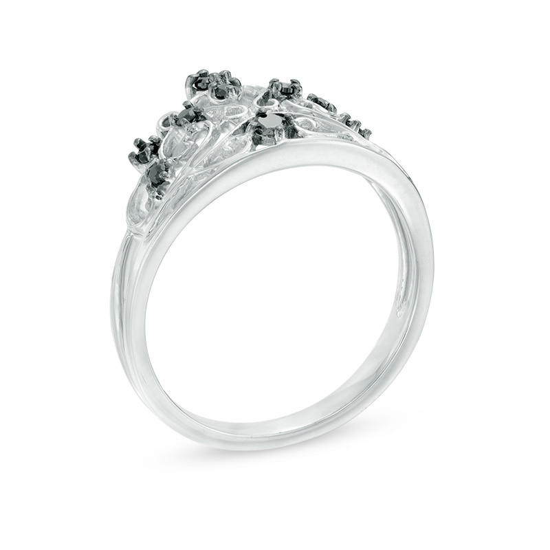 0.12 CT. T.W. Black Diamond Crown Ring in Sterling Silver|Peoples Jewellers