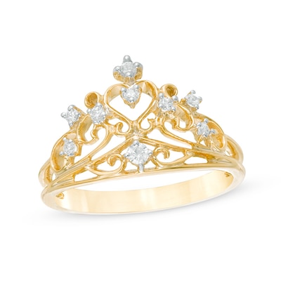 0.12 CT. T.W. Diamond Crown Ring in 10K Gold