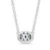 Thumbnail Image 1 of Vera Wang Love Collection Oval Blue Sapphire and 0.09 CT. T.W. Diamond Frame Necklace in 14K White Gold