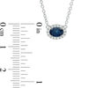 Thumbnail Image 2 of Vera Wang Love Collection Oval Blue Sapphire and 0.09 CT. T.W. Diamond Frame Necklace in 14K White Gold