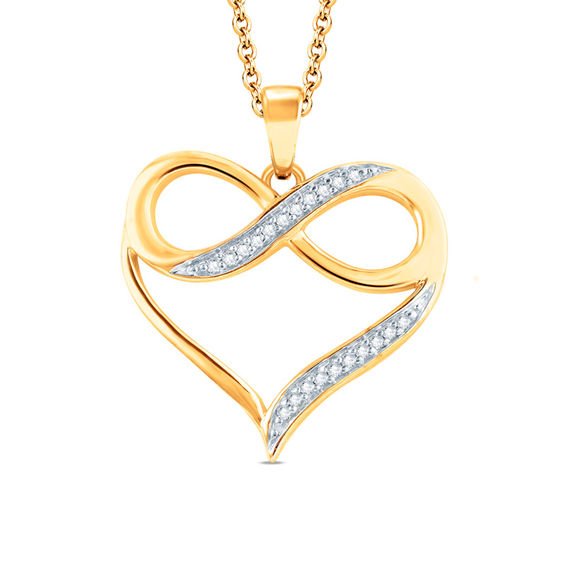 0.117 CT. T.W. Diamond Infinity and Swirl Heart Pendant in