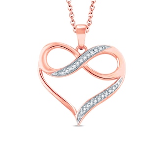 0.04 CT. T.W. Diamond Heart with Infinity Pendant in 10K Rose Gold